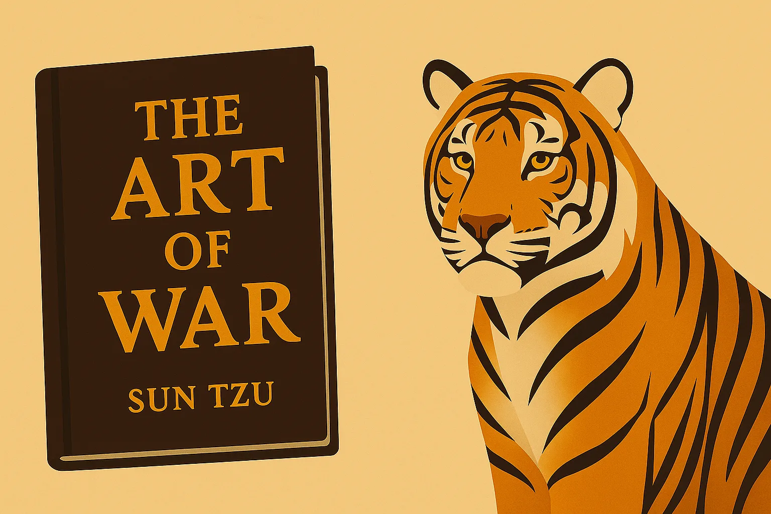 The Art of War Book and cartoon tiger